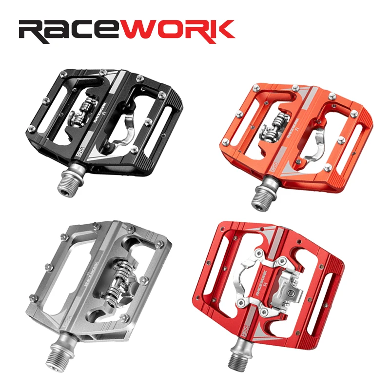 RACEWORK-M215 Pedais para bicicleta, Mtb, Clipe Pedais Mistos, Mountain Bike Pé Resto, Dupla Função, apoio para os pés de alumínio Spd RACEWORK-M215 Pedais para bicicleta, Mtb, Clipe Pedais Mistos, Mountain Bike Pé Resto, Dupla Função, apoio para os pés de alumínio Spd