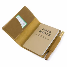 100% de cuero genuino para notas de campo Vintage recargable diario hecho a mano diario llevar libro de notas con tarjetero