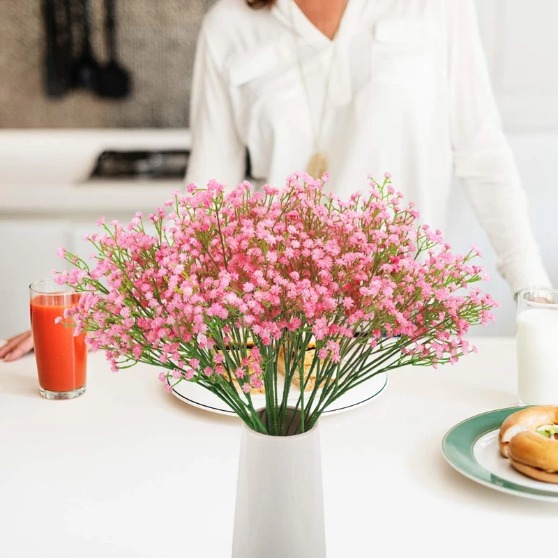 Baby Breath Gypsophila Artificial Flowers 12 Pcs Bouquets Fake Real Press Flowers for Wedding Party Decoration Diy Home Decor 21 - Цвет: Pink