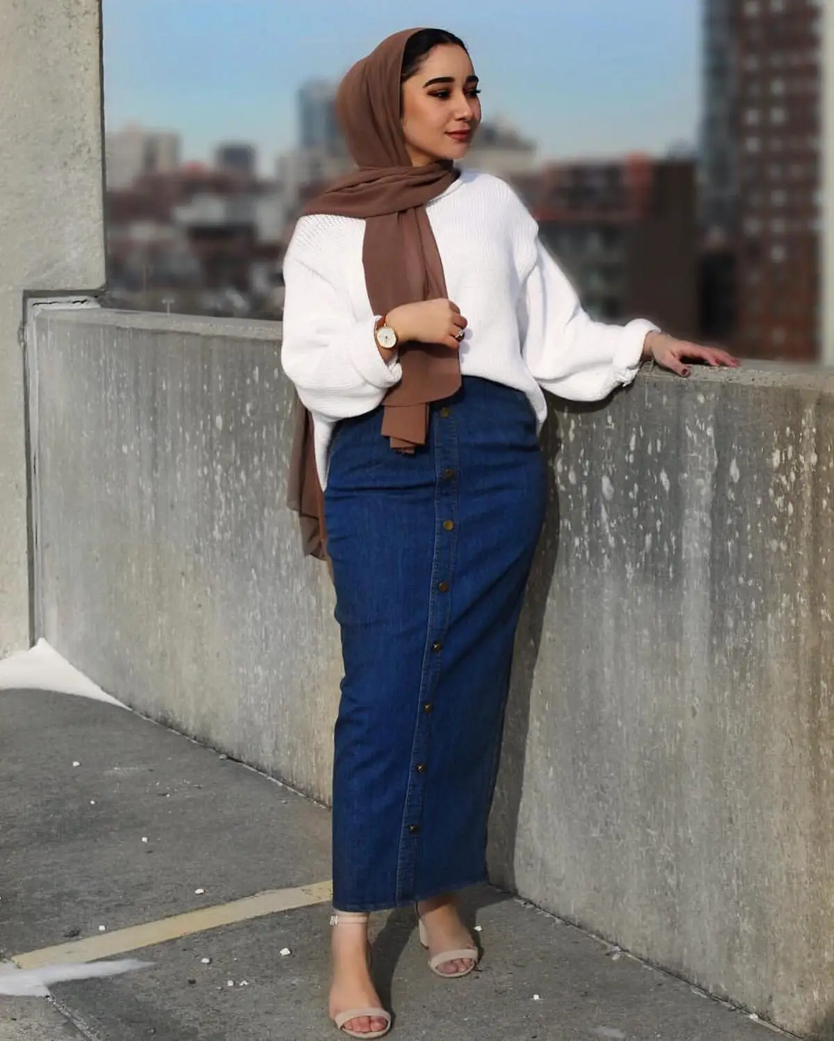 Elegant Long Jeans Skirt Faldas Mujer Moda High Waist Skirts Modest Muslim Bottoms Jupe Plissee Femme Longue Islamic Clothing Skirts Aliexpress