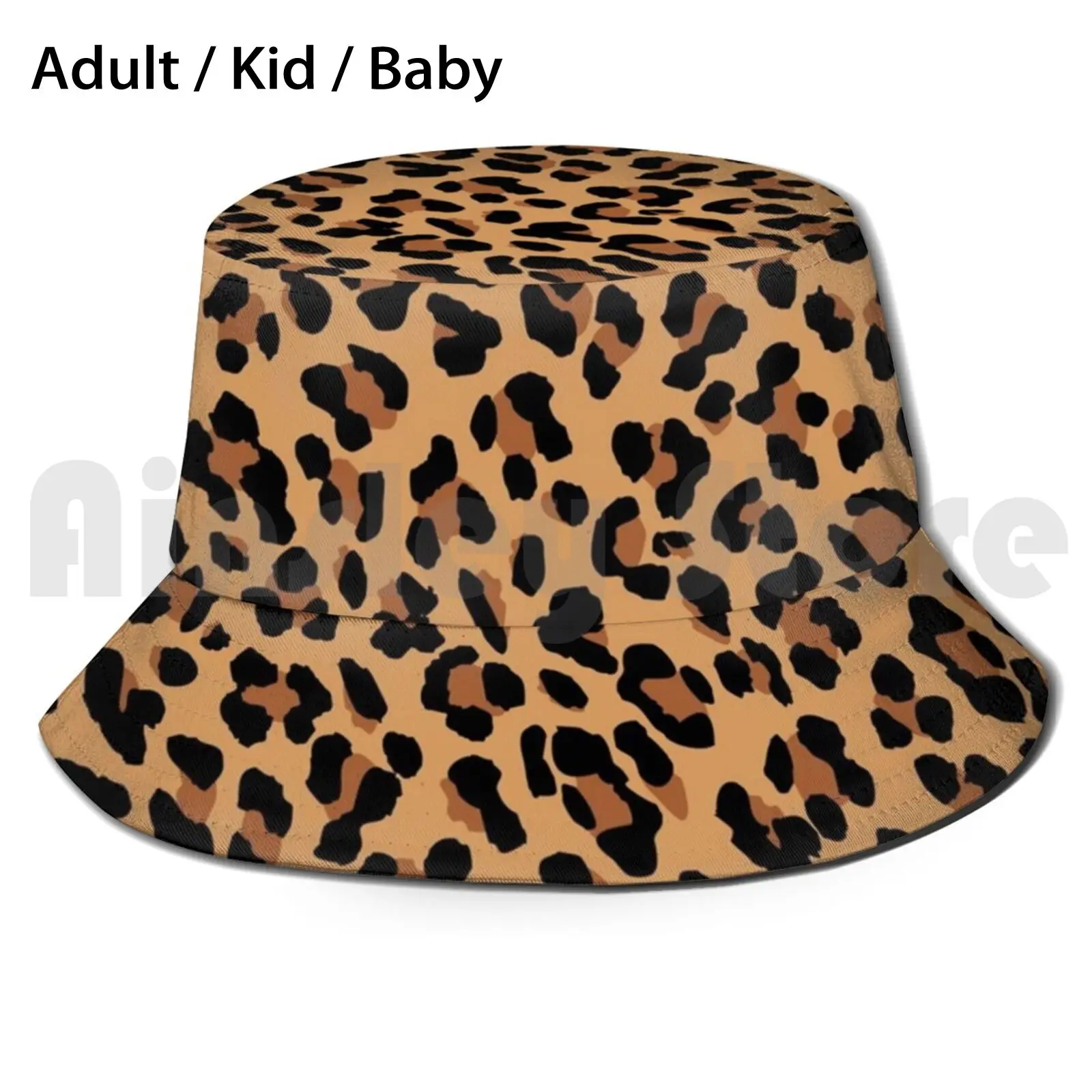 Tan Leopard Print Sun Hat Foldable UV 