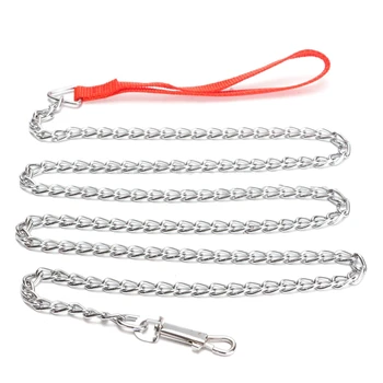 

New 1.6m Heavy Duty Metal Chain Dog Puppy Walking Lead Leash Clip Red Handle