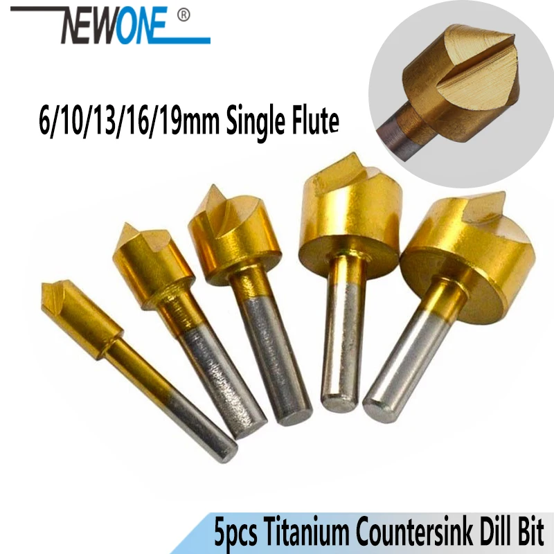 5pcsMetric6mm10mm13mm16mm19mmTitaniumCoatedCountersinksSingle