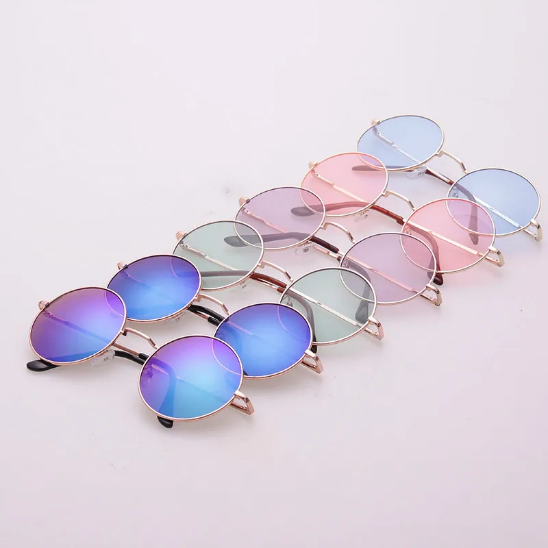 

Quaslover Women Fashion Sunglasses Round Colorful Sun Glasses Metal Frame with Resin Galsses Female Transparent Sunglasses