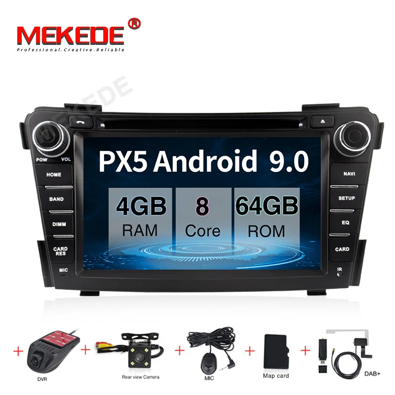 PX5 4G ram 2 din Android 9,0 автомобильный DVD gps плеер для hyundai i40 автомобильный радиоприемник стерео wifi bluetooth Поддержка с диагностическим разъемом и цифровым видеорегистратором зеркальное соединение - Цвет: 64G camera DVR DAB