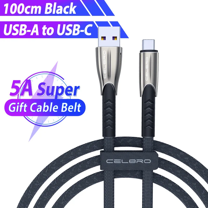 Кабель type C 5A USB C кабель QC 3,0 4,0 кабель синхронизации данных для huawei P30 Pro Lite mate 30 Pro Honor V30 супер быстрая зарядка USB-C - Цвет: Black