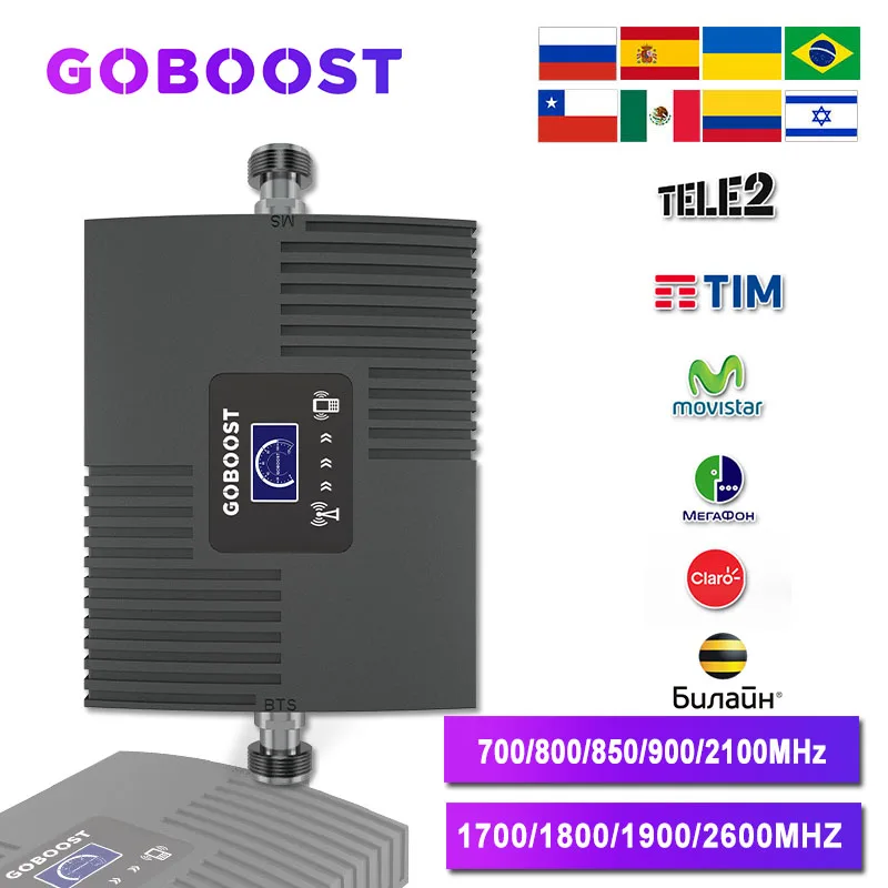 Усилитель сигнала GOBOOST GSM 2G CDMA 850 900 UMTS 2100 усилитель LTE 4G DCS 1800 PCS 1900 AWS 1700 800 700 2600