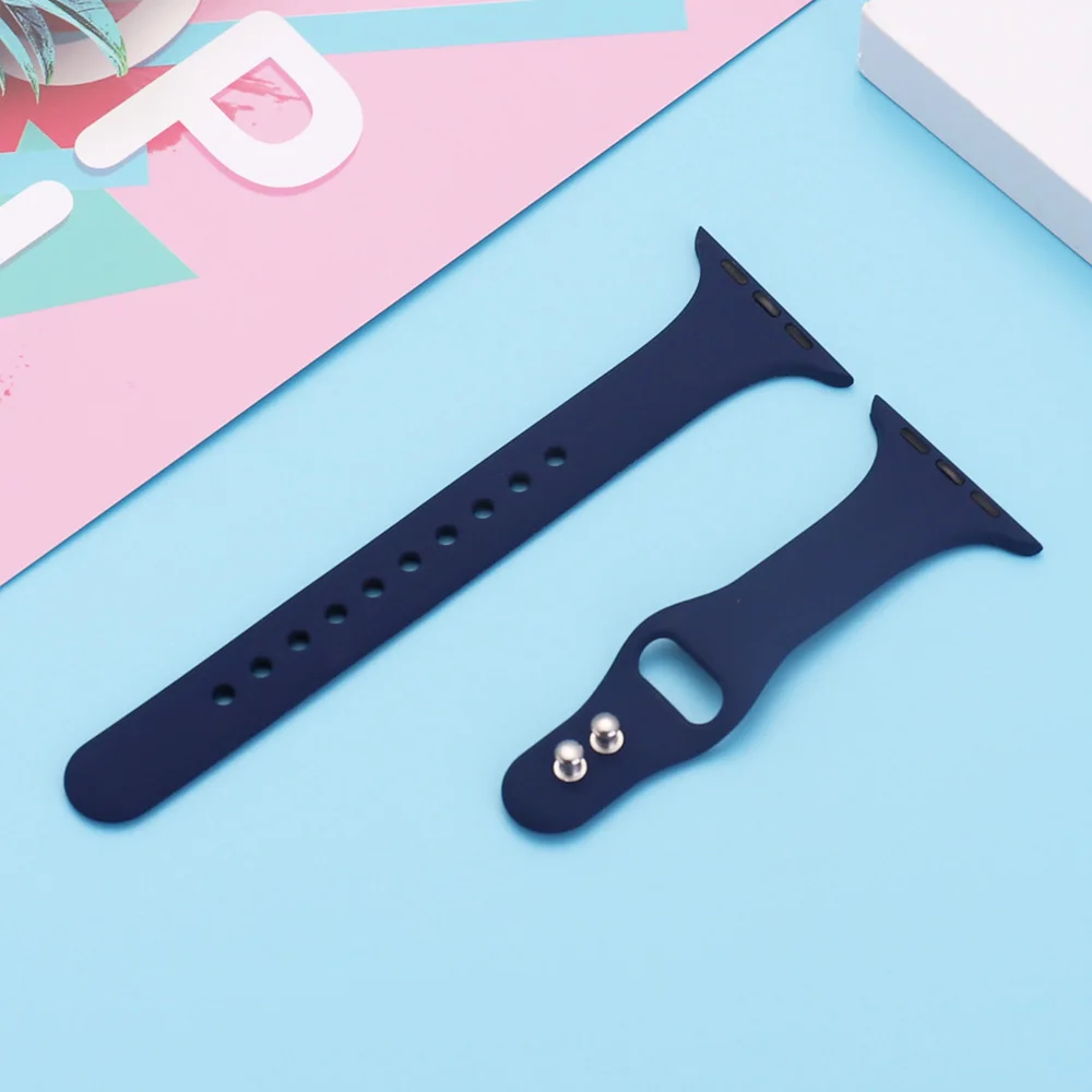 Силиконовый ремешок для спортивных часов для apple watch 4 3 2 1 серия 38 мм 40 ремешок для часов, мм нанесите на 42 мм 44 мм Силиконовые pulseira настольные аксессуары - Цвет ремешка: Midnight blue