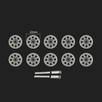 

10Pcs/lot 22mm Mini Diamond Cutting Disc for Rotary Tools Accessories with 2 Mandrel Circular Saw Blade