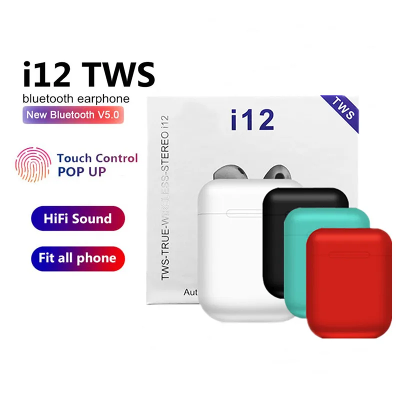 Горячая i12 TWS беспроводная гарнитура с сенсорной клавишей Bluetooth 5,0 спортивные стерео наушники для смартфона