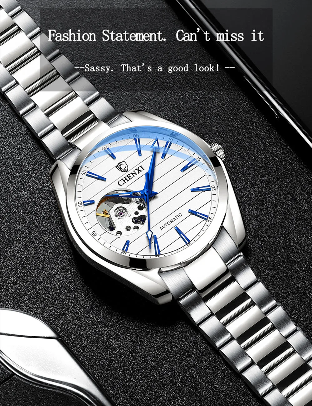 Men's Automatic Mechanical Top Brand Stainless Steel Waterproof Swiss Movement High Quality Watches Relogio Masculino