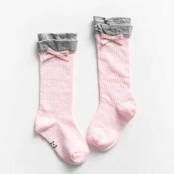 

Spring Baby Girl Socks Bowknot Design Cotton Long Socks Party Infant Children Soft Crib Leg Warmer Summer Anti-Mosquito 12