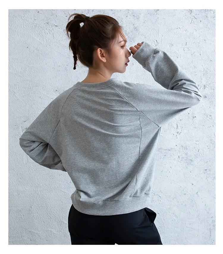 Осенне-зимняя женская спортивная одежда в Корейском стиле, свободный спортивный топ для бега, йоги, бега, фитнеса, толстовки, одежда для тренировок