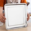 Stainless Steel Square Storage Tray Steaming Shallow Plates Dumplings Baking Dishes Kitchen Organizer 2