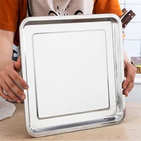 Stainless Steel Square Storage Tray Steaming Shallow Plates Dumplings Baking Dishes Kitchen Organizer 2