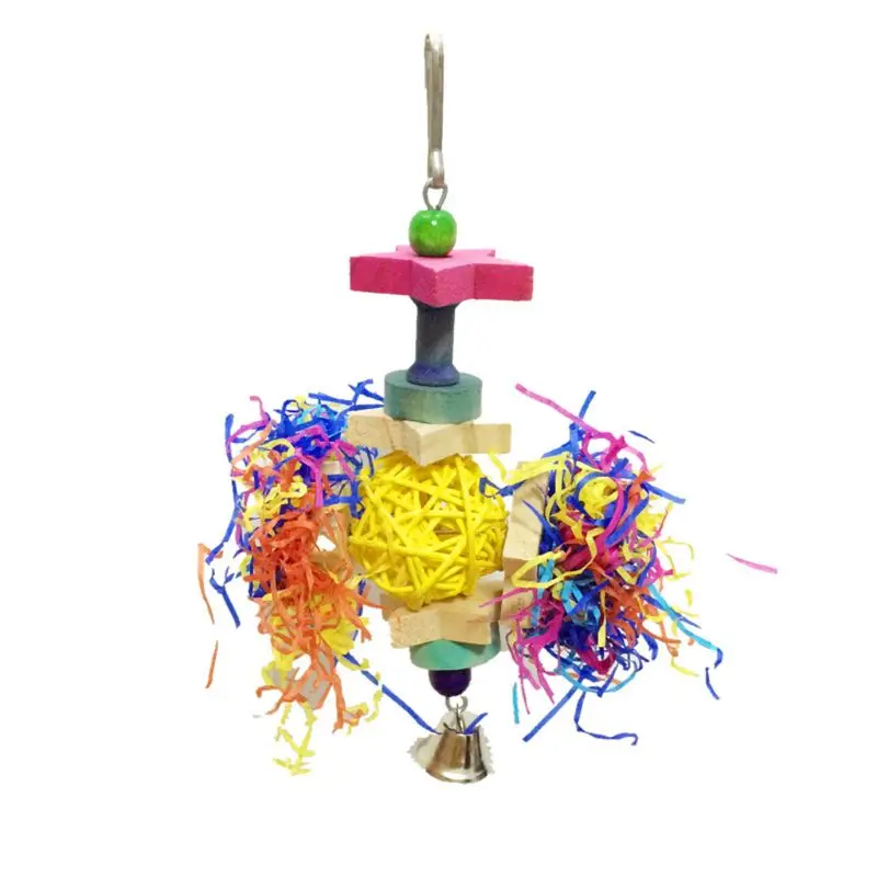 colourful Птица Попугай игрушки, Подвесные качели жевательные окуни с колокольчиками попугай Финч - Цвет: colourful