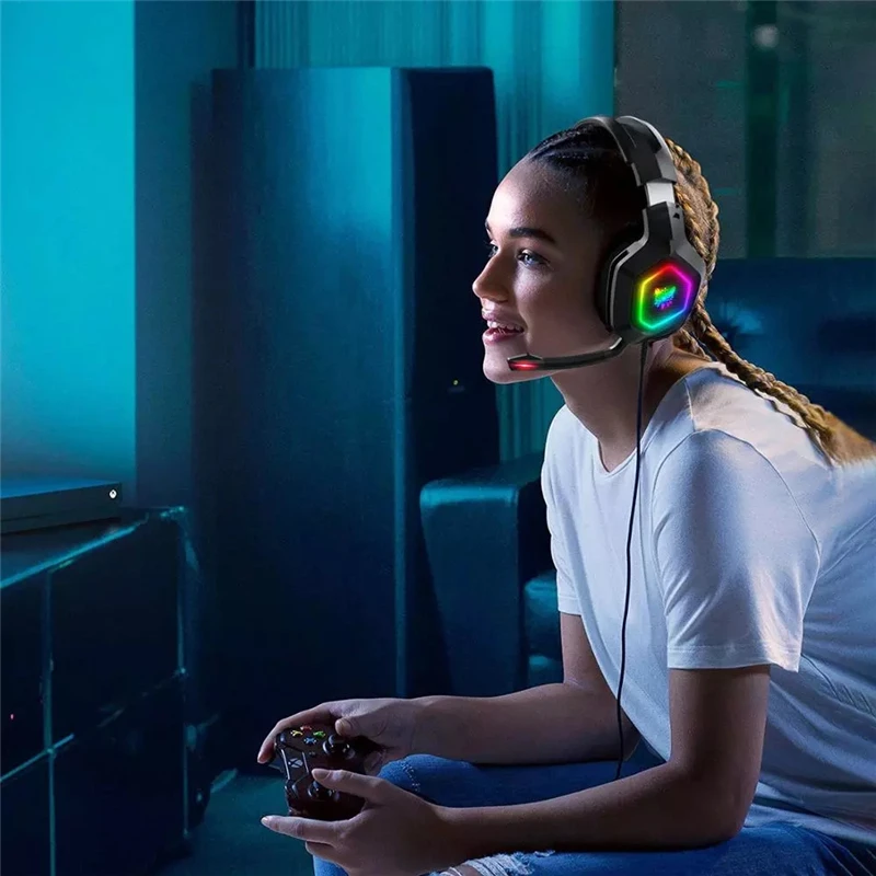 K10 K10 Pro wired Gaming Headset Stereo HIFI Music Headphones With Mic RGB Light 3 5MM AUX Gaming headphone for Desktop notebook