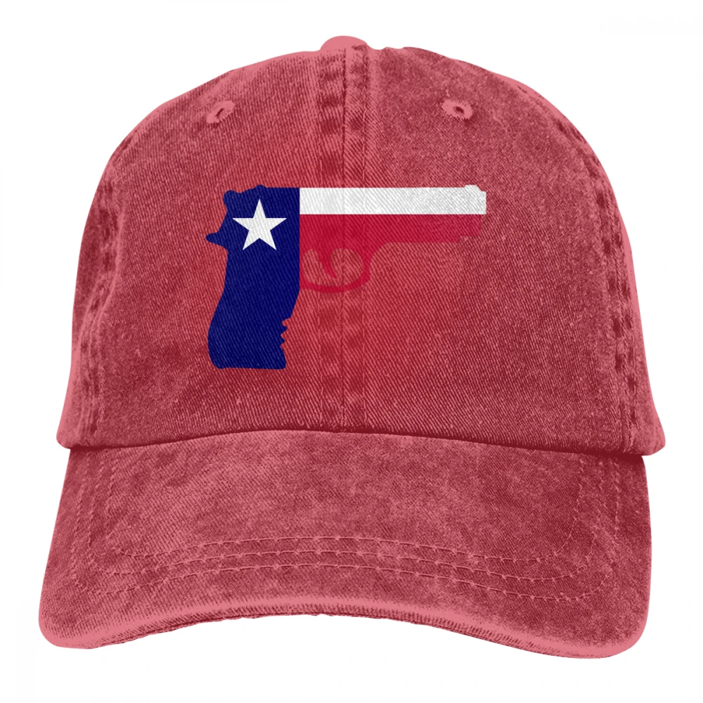 Состояние Техасского флага и пистолета Casquette натуральный унисекс Мужские Женские джинсовые бейсболка с ремешком кепки Регулируемый Гольф папа шляпа