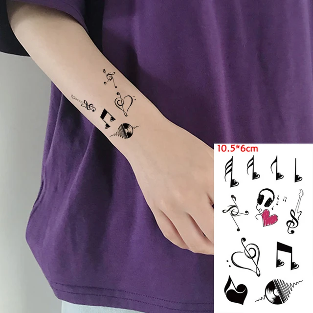 Waterproof Temporary Tattoo Stickers Music Note Love Guitar Record Headset  Fake Tatto Flash Tatoo Body Art For Girl Women Men - Temporary Tattoos -  AliExpress