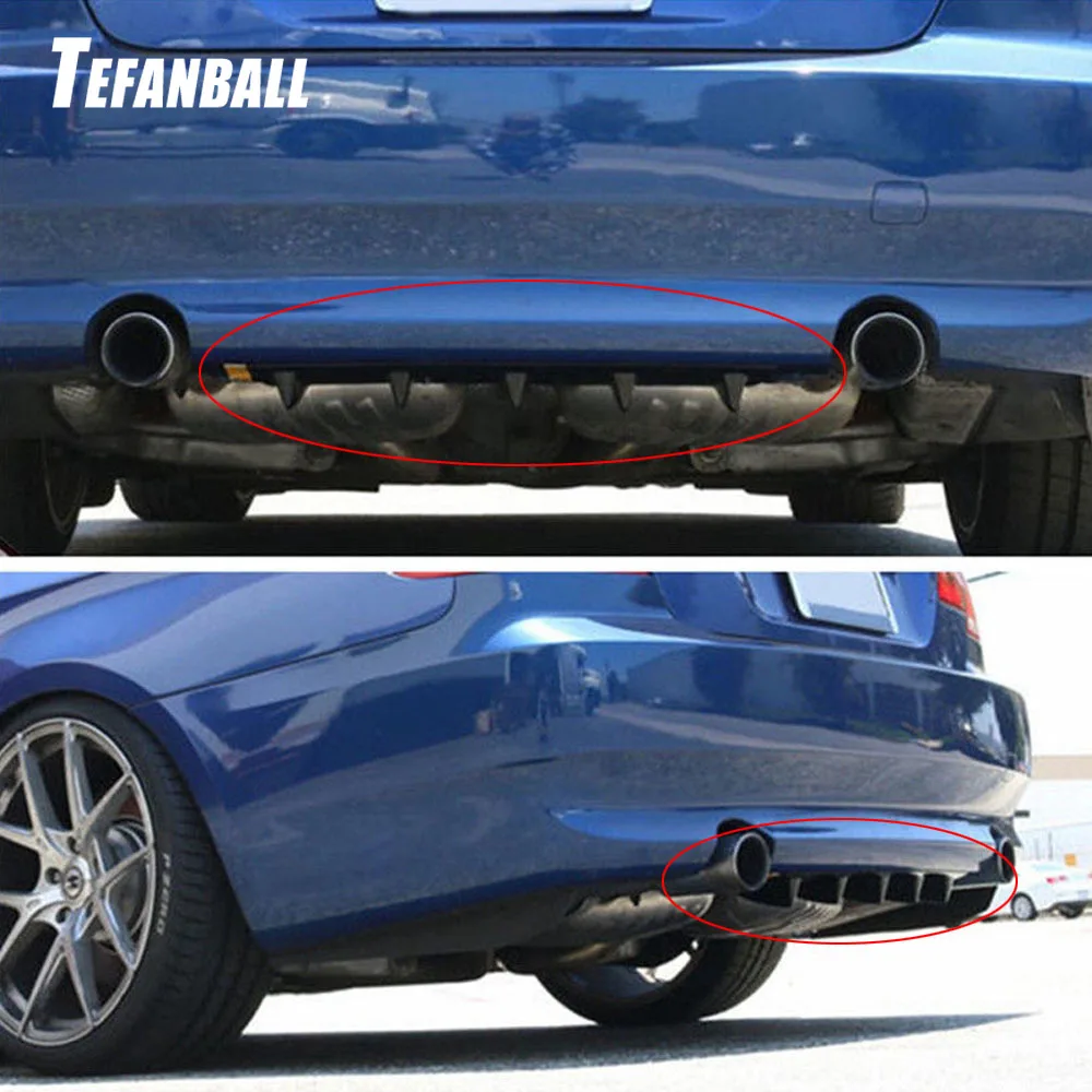 

3/5 Fin Shark Style Rear Bumper 3D Shark Stickers ABS Plastic Universal Black Rear Bumper Lip Chassis Diffuser Spoiler