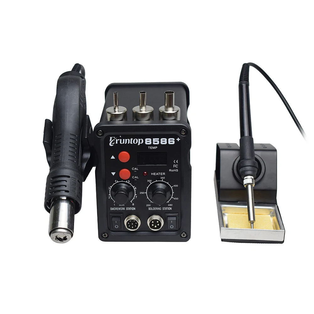 2 в 1 Eruntop 8586+ ESD фена паяльная станция сварочный паяльник для IC SMD распайки Переделанный 8586