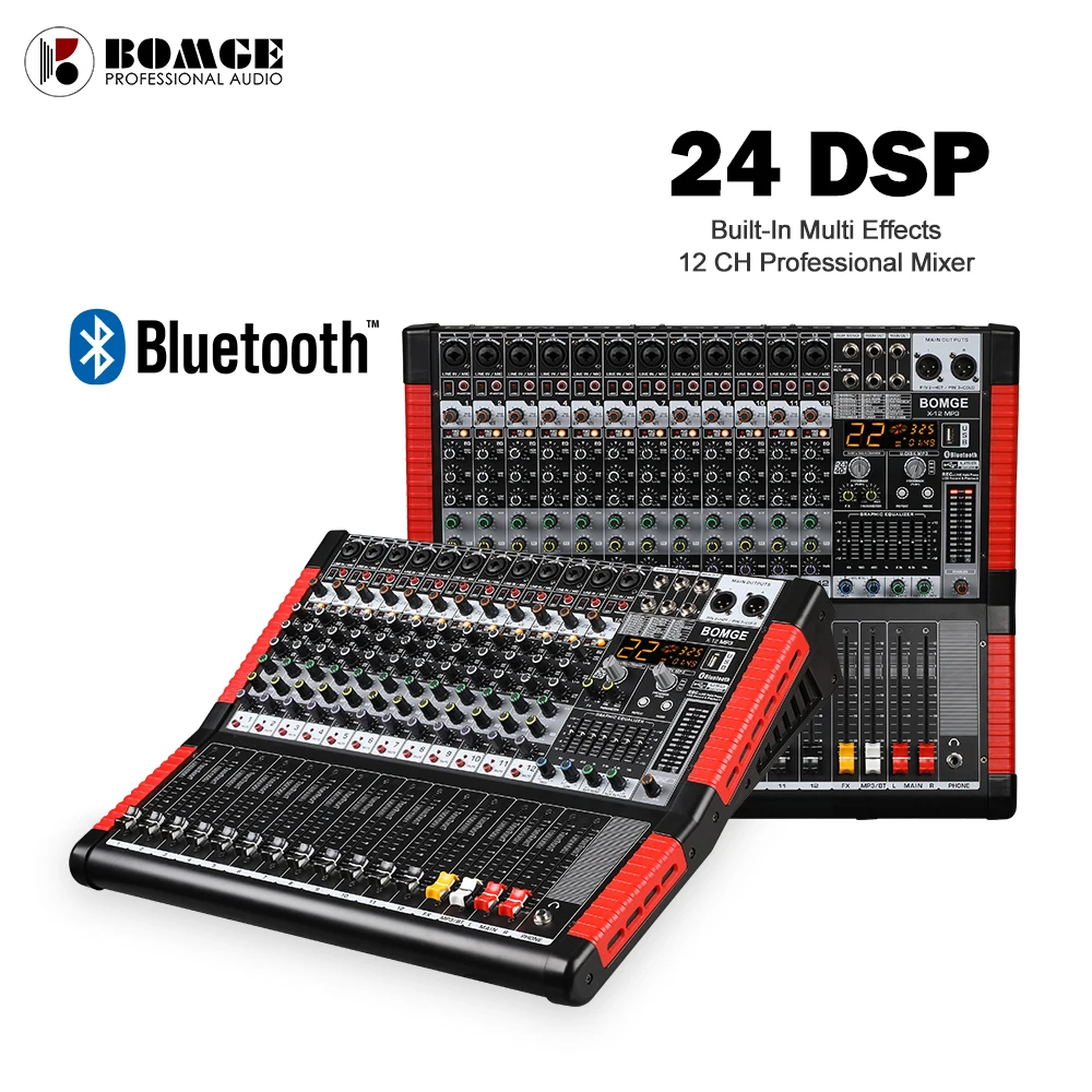 US $131.10 BOMGE 12 Channel USB Bluetooth MP3 Sound Mixer Audio Mixing Console With 48V Phantom Power For Stage Performance And Live Show