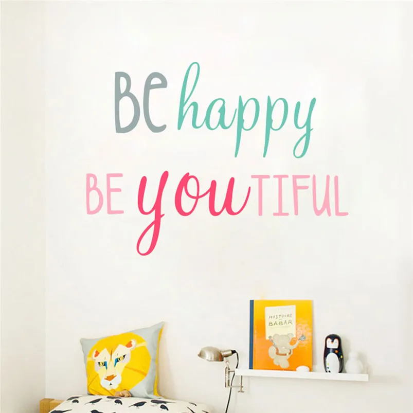 Be Happy Multicolor English Rumors DIY Stickers Home Decoration Wall Stickers Muraux Pour Enfants Chambres 30SEP602