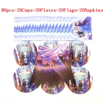 

50/80p Birthday Disposable Set Cartoon Frozen II Anna Elsa Party Decoration Disposable Kid Napkin Cup Party Supplies Baby Shower