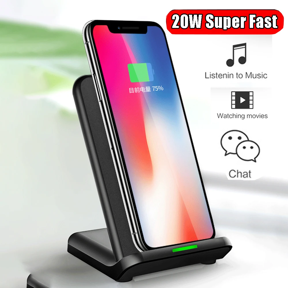 Беспроводное зарядное устройство 20 Вт для iPhone11 Pro Max X/XS XR Samsung S9 Note 9 10 Xiaomi