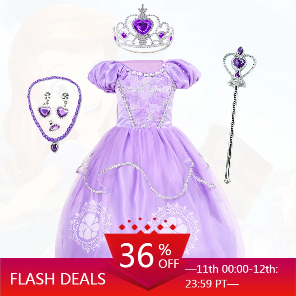 

Girls Sofia the First Princess Dress Kids Clothes Summer Flare Sleeve Dress Children Birthday Party Cosplay Fancy Costume