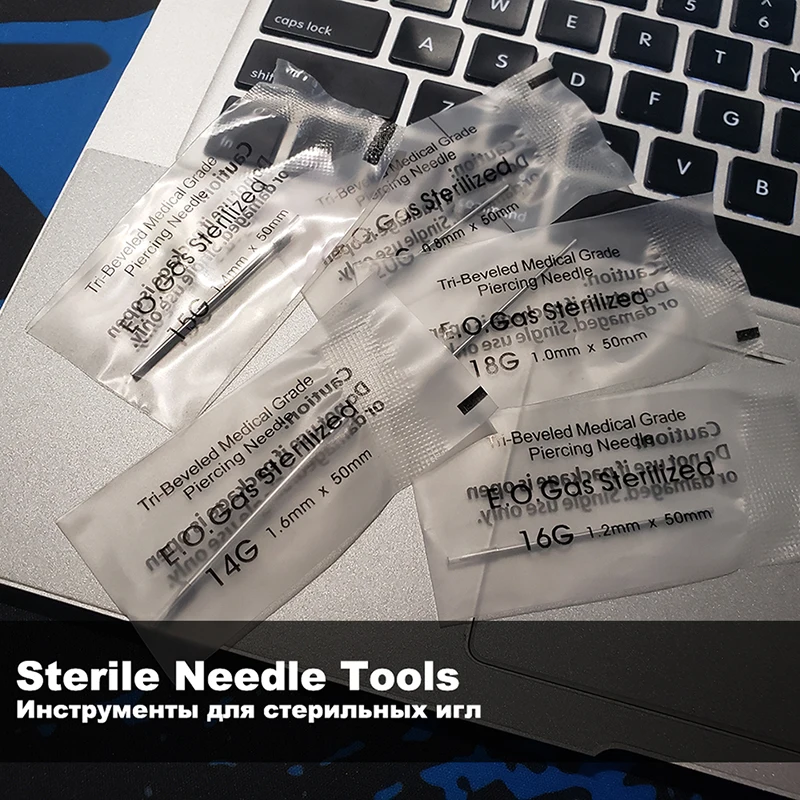 5-25PC Disposable Body Piercing Needles Set Ear Belly Tongue Eyebrow Nipple Lip Sterile Surgical Steel Tattoo Piercing Tools Kit