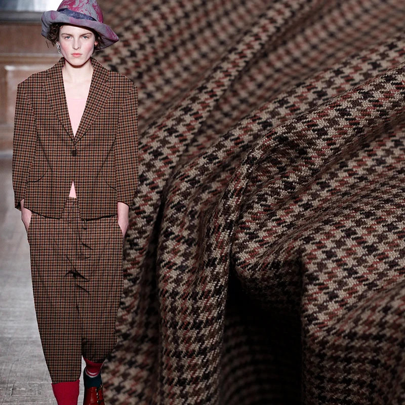 

Pearlsilk Red Small Houndstooth Worsted Wool Fabrics 100%Wool Materials Autumn Women Pants Sewing Cloth Tailor Freeshipping