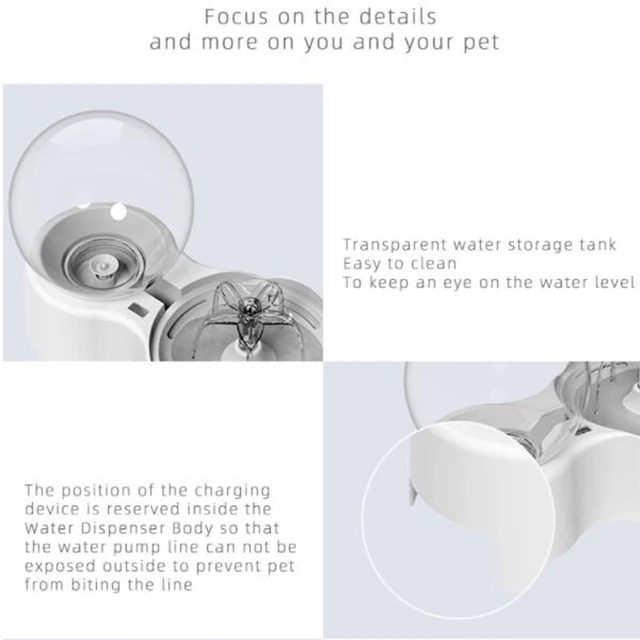 2.3L Automatic Cat Water Fountain With Faucet Dog Water Dispenser Transparent Filter Drinker Pet Sensor Auto Drinking Feeder 5