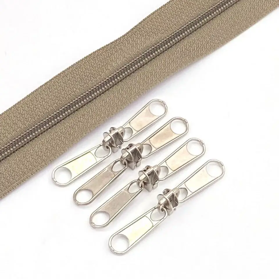 Silver Color 5# Double Sided Nylon Zipper Slider Fashion Zipper Puller 10Pcs/lot DIY Handwork Bag Luggage AA7663 zipper pullers zipper sliders zipper heads