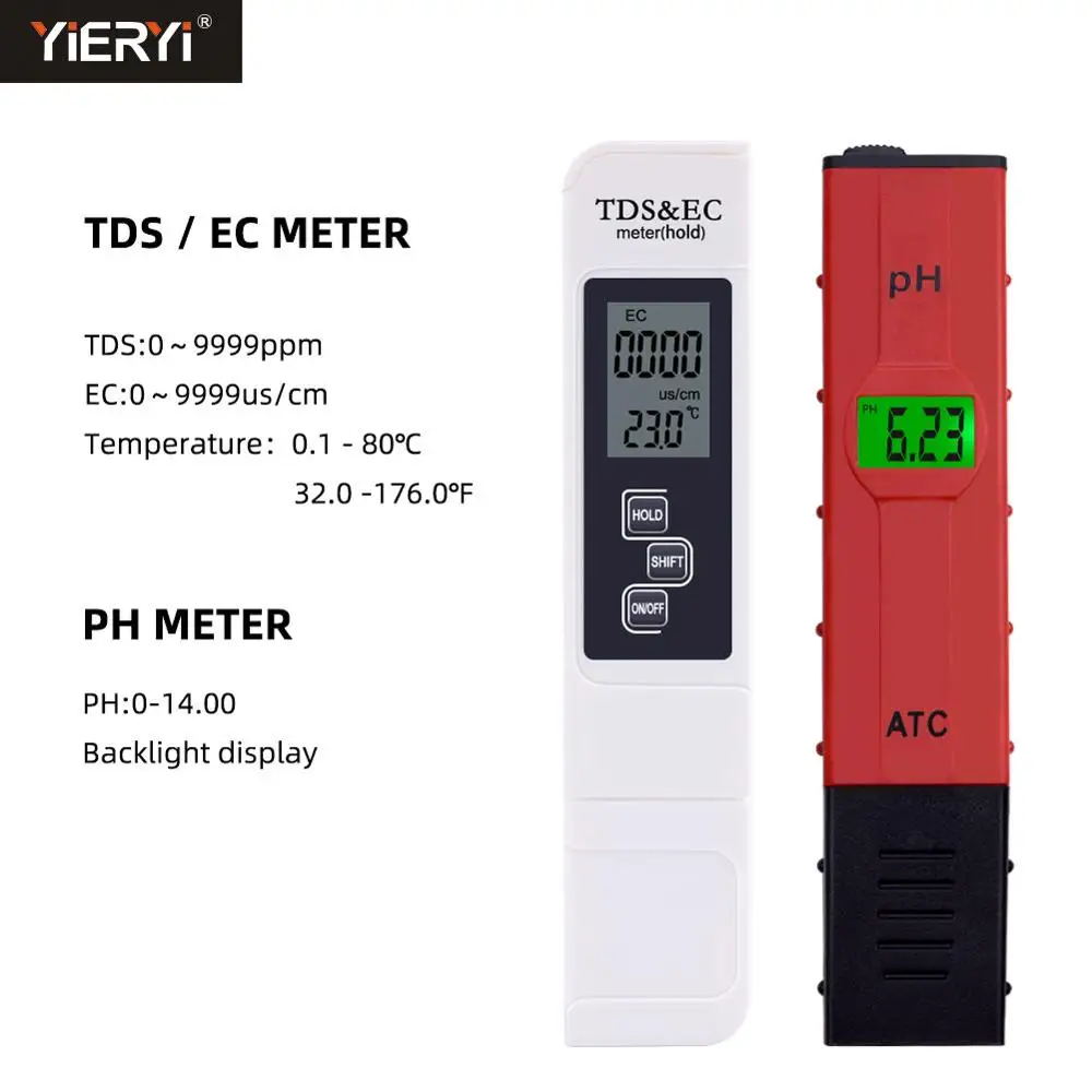 Тестер ATC PH фильтр для воды с подсветкой + Измеритель проводимости TDS EC ручка