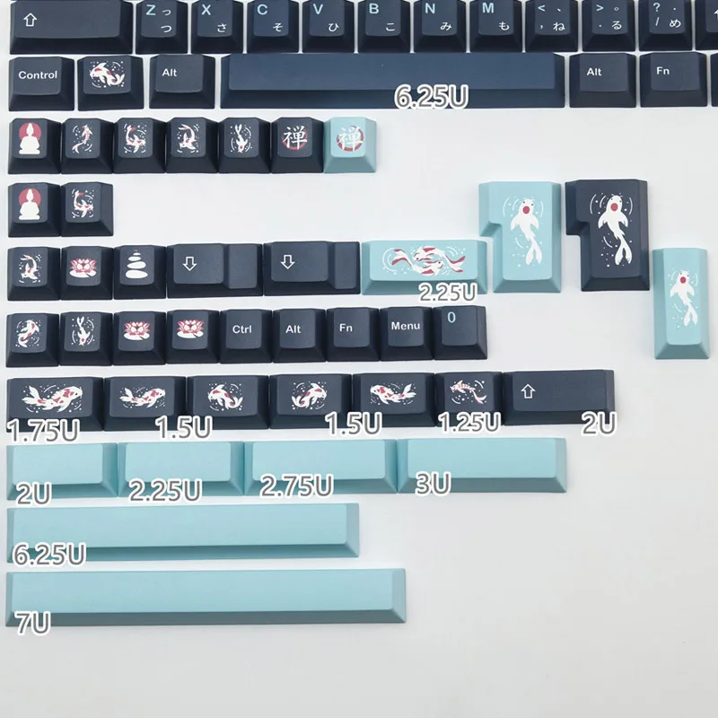 Gmk-zen Pond Teclado Mecânico Keycaps Perfil Cereja Pbt Sublimação Dye Koi Conjunto Completo para Switch mx 144 Chaves - Imagem 5