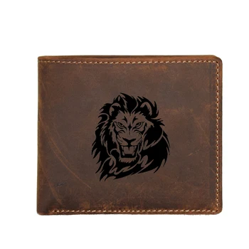 

Mighty Lion Wild Animals Men's Wallet Custom Name Purse Gifts Card Holders Coin Pocket Cowhide Leather Wallet Male