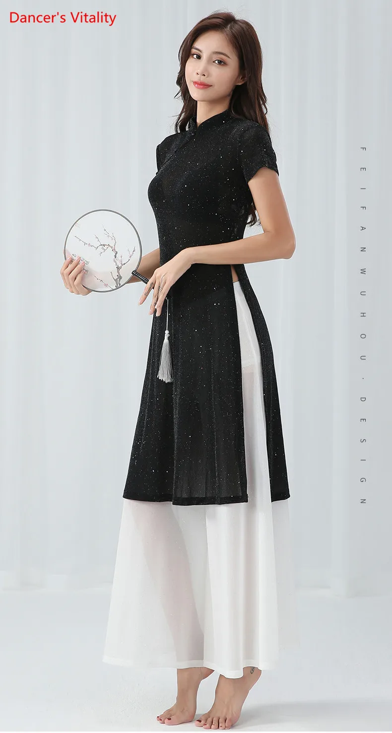 Живота Ципао для танцев тренировочной одежды Cheongsam костюмы современная танцевальная одежда