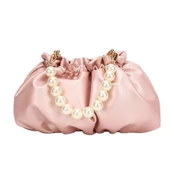 

Sweet pu Leather Handbag Candy Color purple Shoulder Bag for Women Cute Imitation pearl Messenger Bag New 2020 fashion Package
