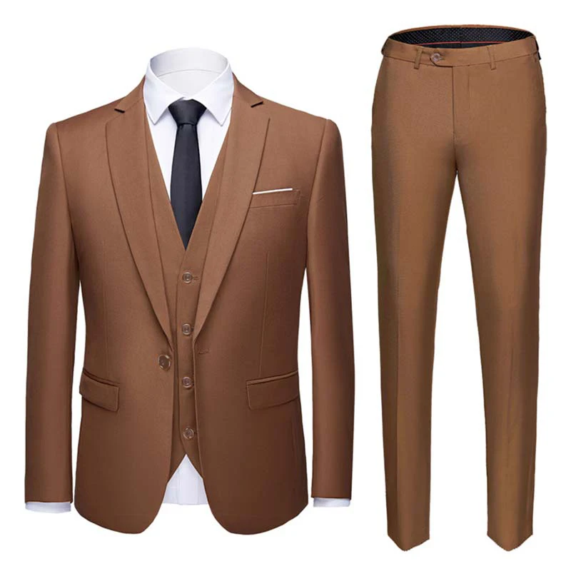 YUNCLOS Purple Men 3 Pcs Suits Solid Color Casual Traje Slim Fit Hombre Wedding Suit For Men Party Banquet Men Suits BS-3XL