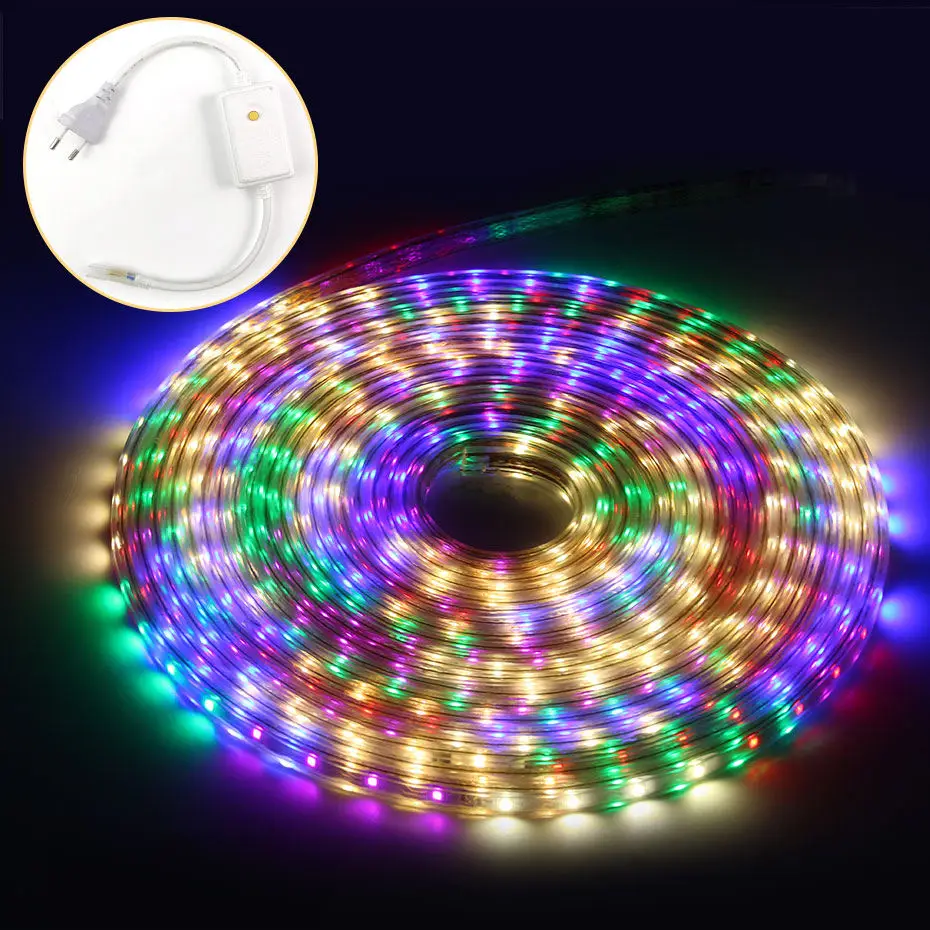 Водонепроницаемая светодиодная лента 2835SMD многоцветная светильник 220 В источник