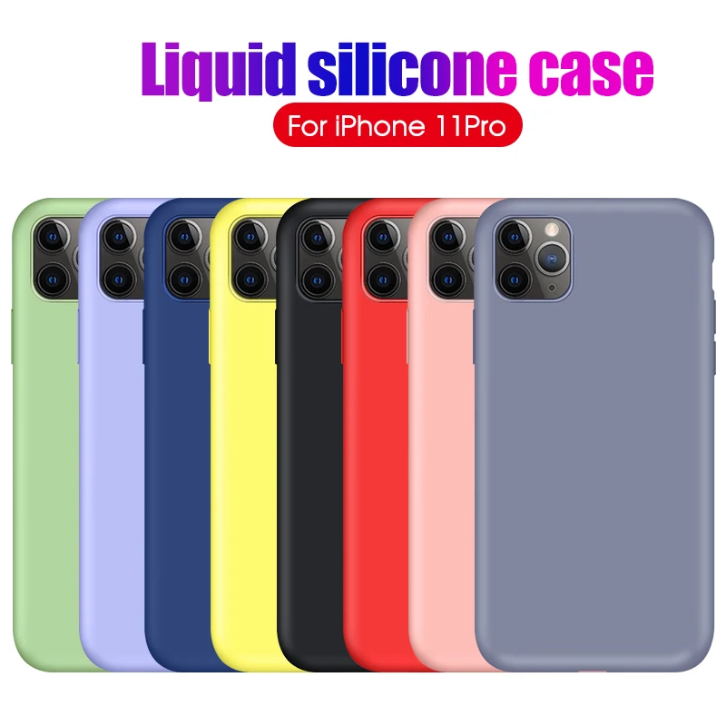For iPhone 11 Pro Max Thin Soft Case X Xs XR 7 8 6 6S Plus Original Liquid Silicone Candy Color Back Cover | Мобильные телефоны и