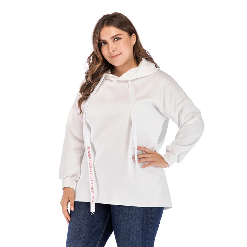Белый TUHAO размера плюс 5XL 4XL 3XL толстовки свитшоты женские буквы с длинным рукавом женские толстовки Топы Повседневная Толстовка Feminino LW113 - Цвет: Белый