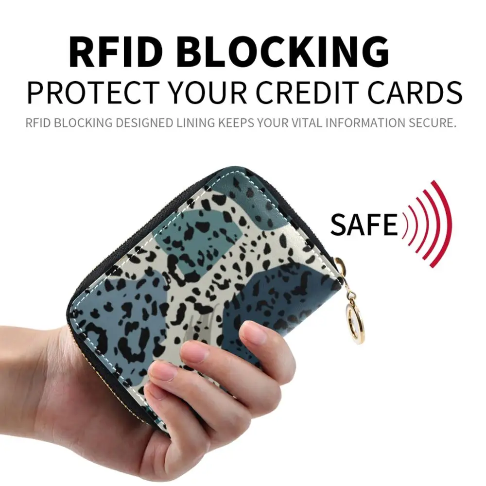 Women Leather Credit Card Holder Bank Purse Colorful Animal Leopard