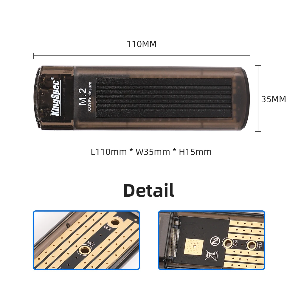 Чехол KingSpec M.2 SSD корпус NVMe для жесткого диска к USB Type c внешний NVME PCIe M key ssd m.2