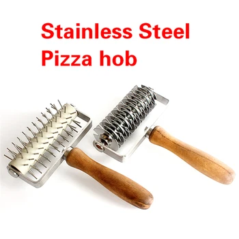 

Stainless Steel Wheel Pizza Bread Needle Punchers Roller Pizza hob Wooden Handle bakeware pizza scissors pizza cutter pizza