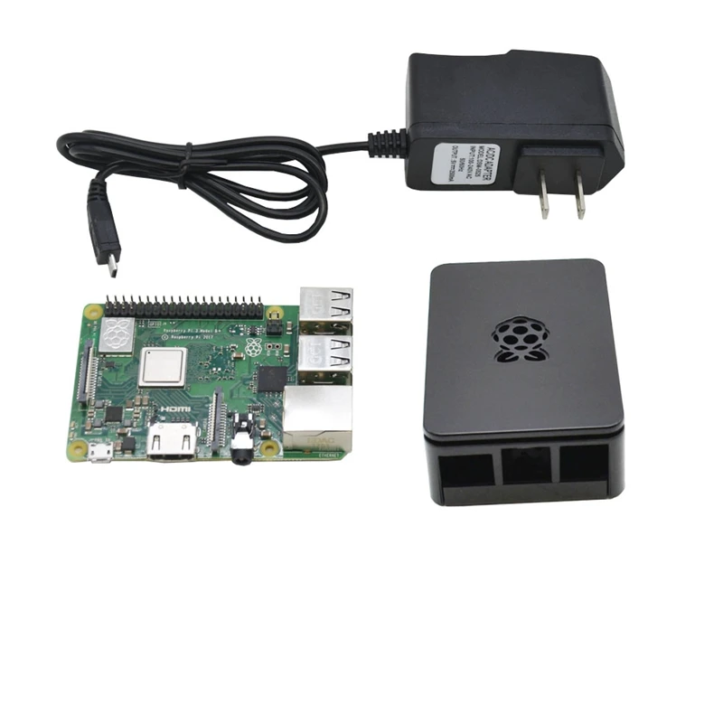 Для Raspberry Pi 3 Model B+(Plus)+ Abs чехол+ 5V 2.5A Мощность адаптер с поддержкой Wi-Fi и Bluetooth Декодер каналов кабельного телевидения штепсельная вилка стандарта США