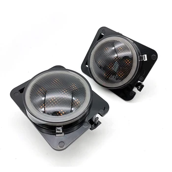 

2pcs Car Front Fender Side Marker LED Light with Halo Ring Angel eye DRL for Jeep Wrangler 07-18 JK
