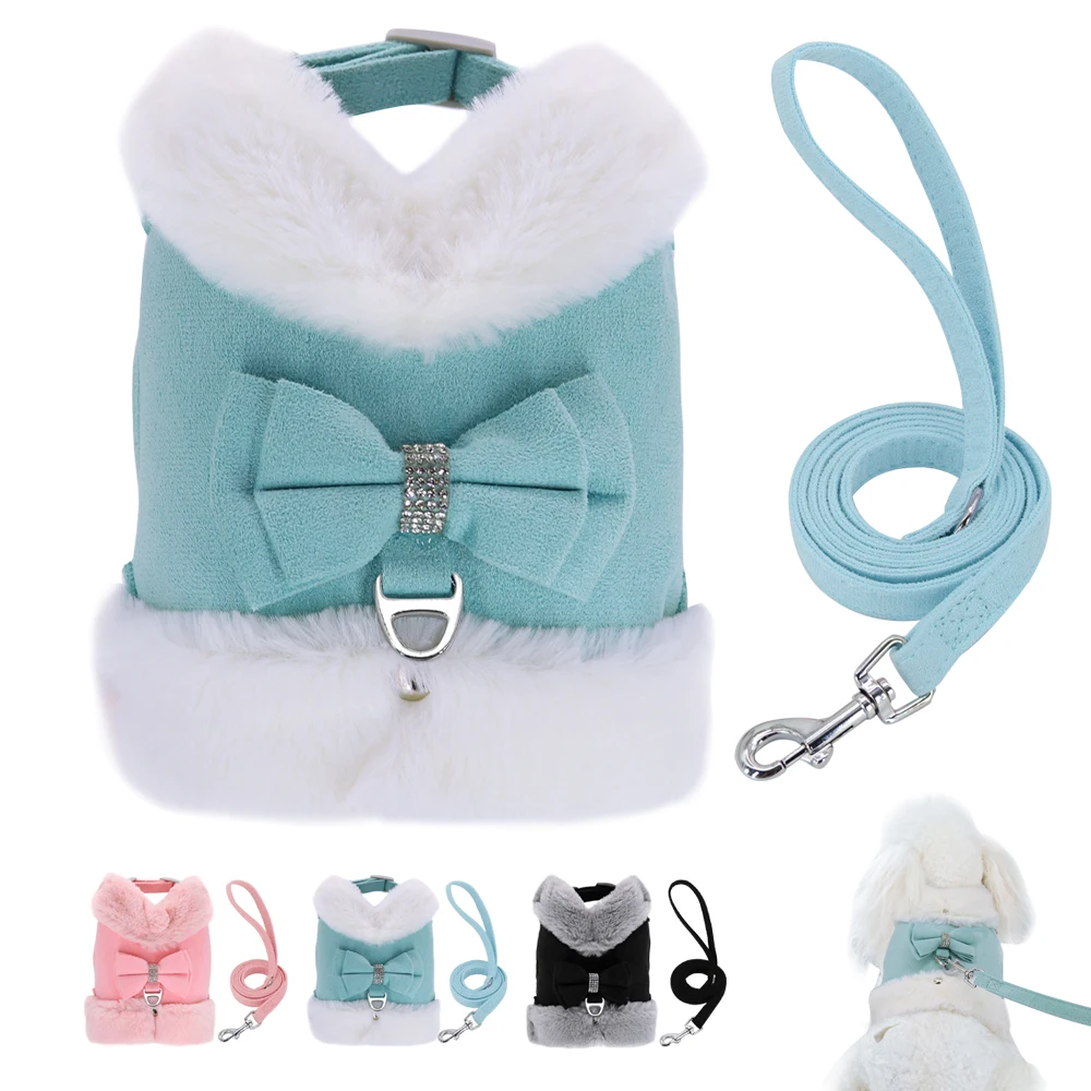 Bowknot Small Dog Cat Harness Leash Set Warm Soft Fur Harness Vest Breathable Puppy Pet Harness Lead For Small Dog Yorkshire Pug Bowknot Small Dog Cat Harness Leash Set Warm Soft Fur Harness Vest Breathable Puppy Pet Harness Lead For Small Dog Yorkshire Pug