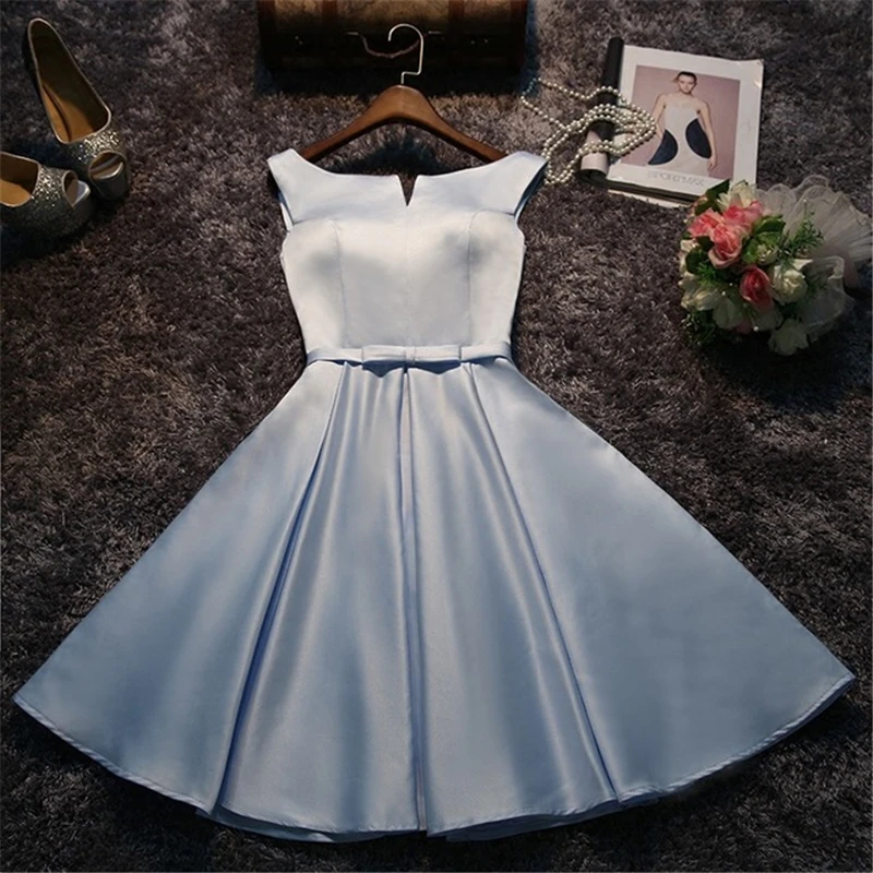 Bridesmaid Dresses White Short Satin Bride Wedding Party Toast Dress Gown Prom robe chinoise wedding dress ball gown dress